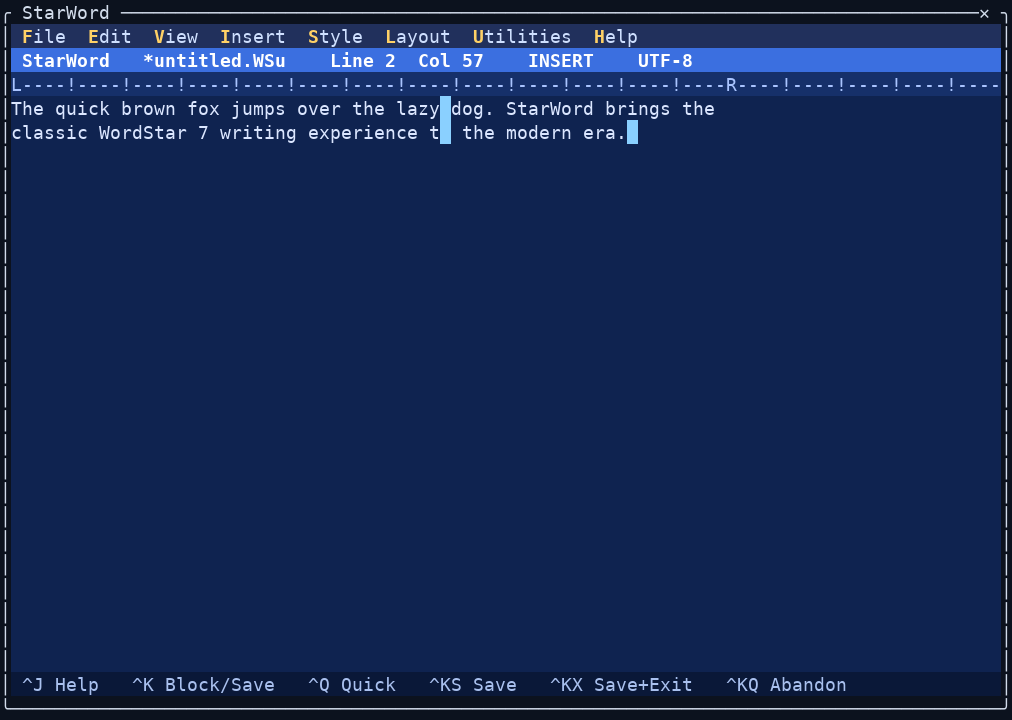 StarWord editing a document